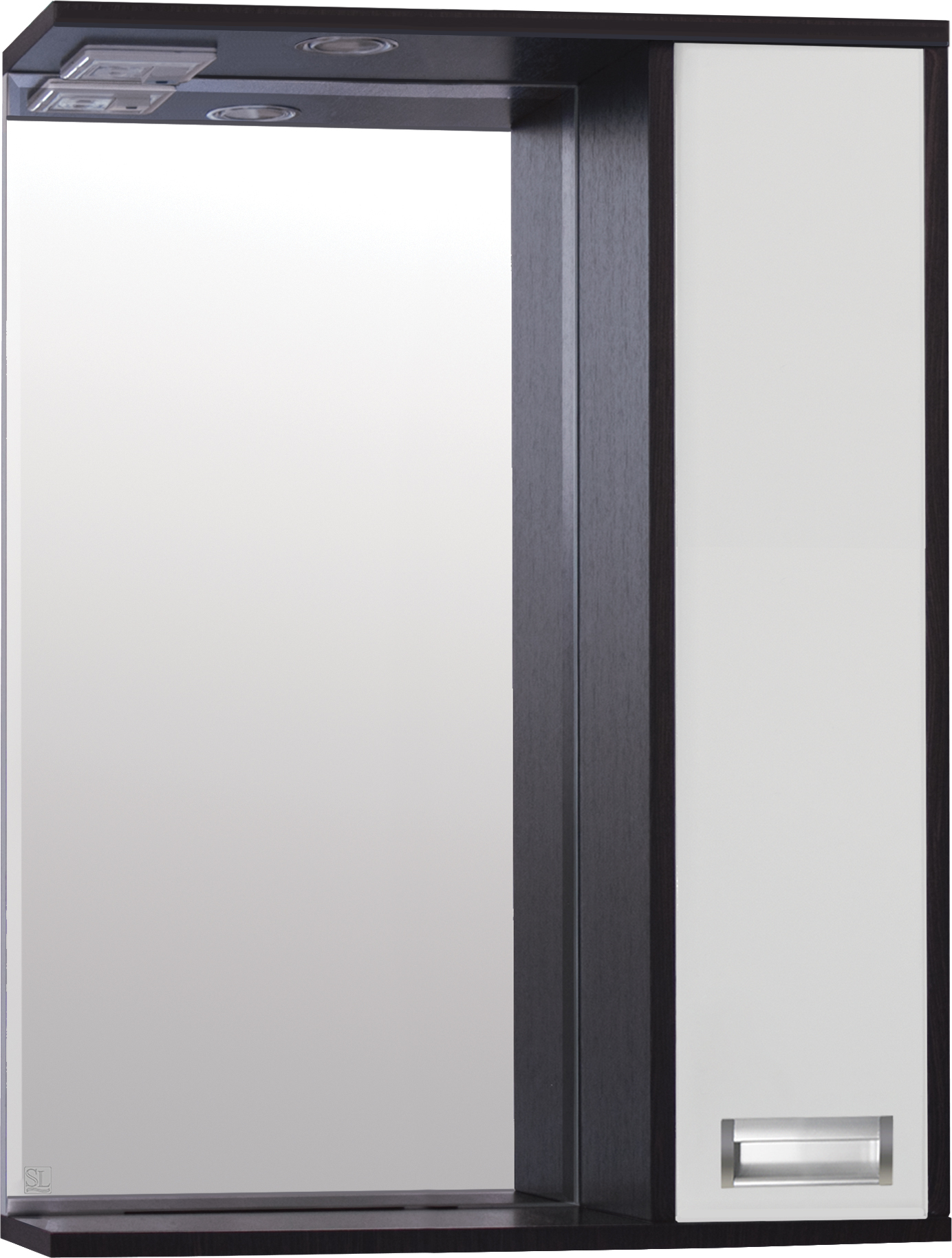 Зеркальный шкаф Style Line Эко Стиль W Панда 60/С с подсветкой, белый/венге