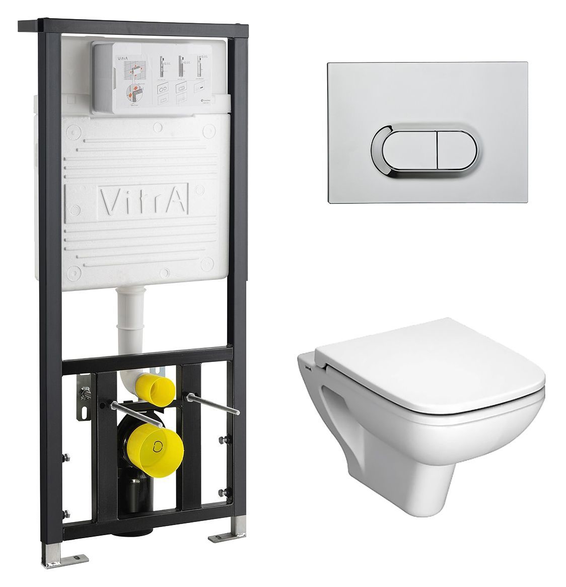 Комплект VitrA S20 9004B003-7204 инсталляция + подвесной унитаз с сиденьем микролифт + кнопка смыва