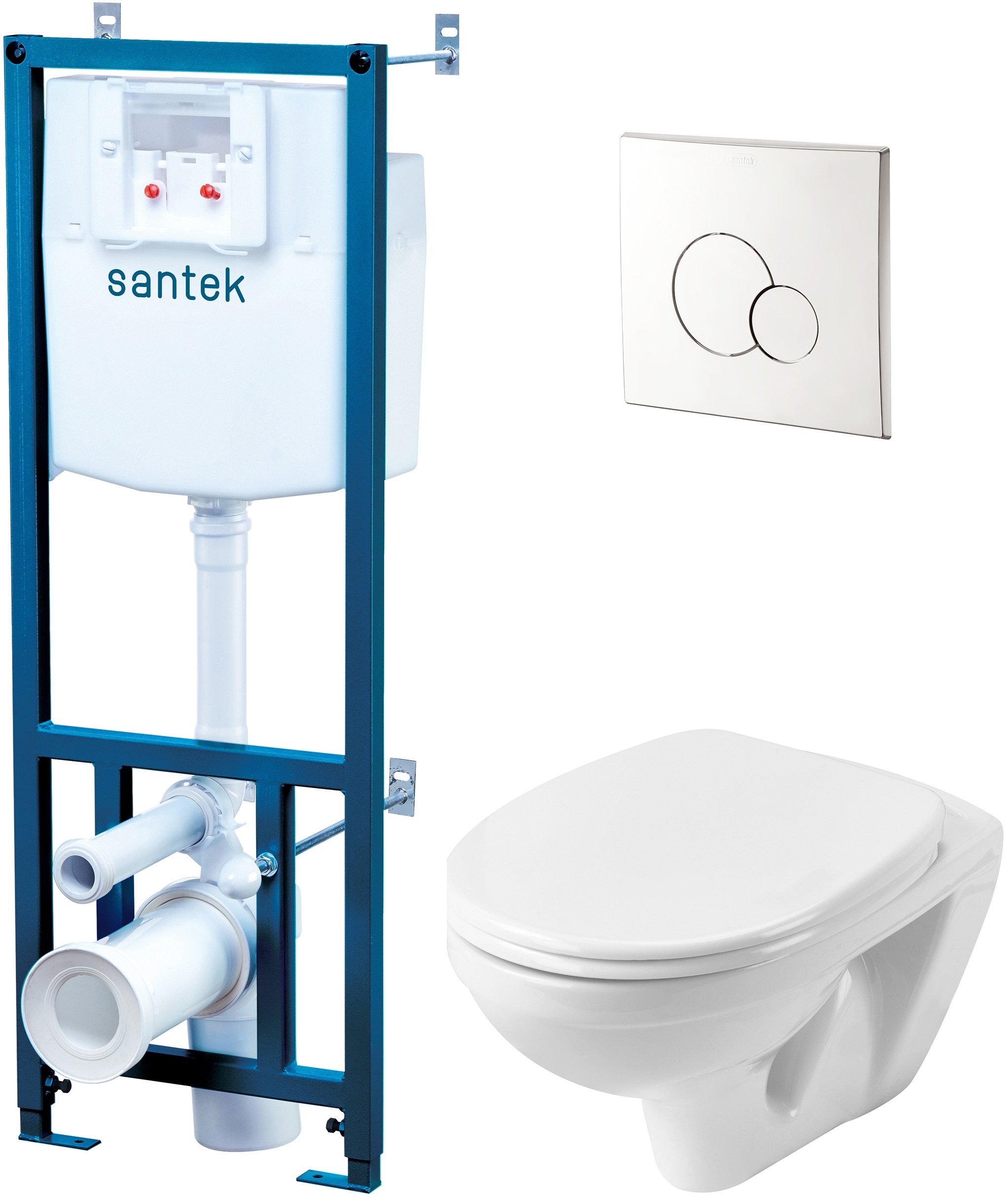 Комплект Santek Бореаль 1WH501544 инсталляция + подвесной унитаз с сиденьем микролифт + кнопка смыва (хром)