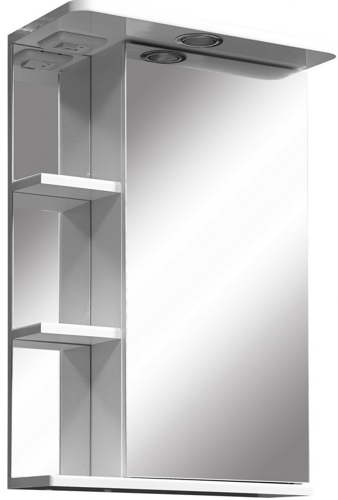 Зеркальный шкаф Stella Polar Нелея 50/С с подсветкой, правый, белый