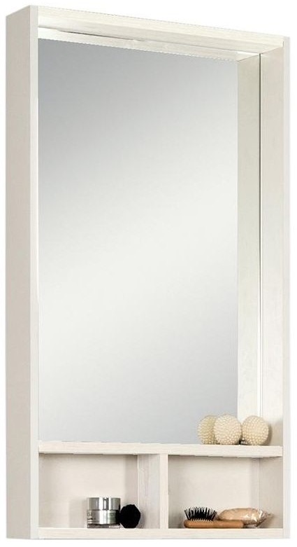Зеркальный шкаф Акватон Йорк 50, белый/выбеленное дерево