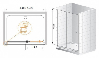 Душевая дверь в нишу Cezares ANIMA-W-BF-1-150-C-Cr 150x195 стекло прозрачное