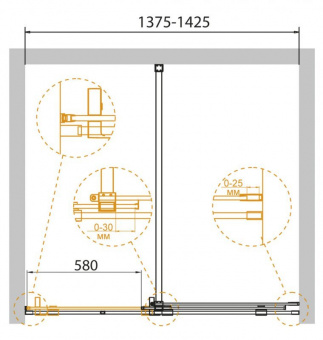 Душевая дверь в нишу Cezares STREAM-BF-1-140-C-Cr 140x195 стекло прозрачное