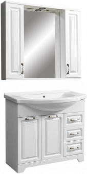 Зеркальный шкаф Stella Polar Кармела 90 с подсветкой, ольха белая