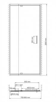 Душевая дверь в нишу Wasserkraft Berkel 48P27 80x200