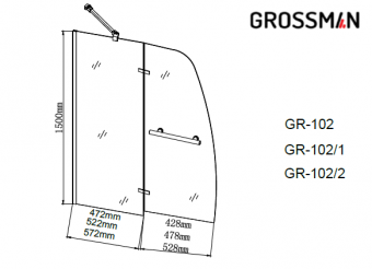 Душевая шторка Grossman GR-102/1 150x100