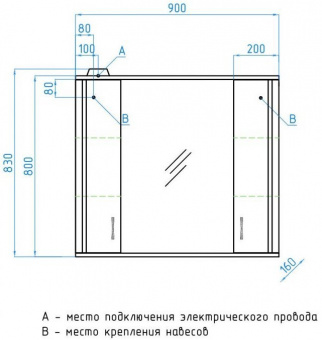 Зеркальный шкаф Style Line Эко Стандарт Панда 90/С с подсветкой, белый