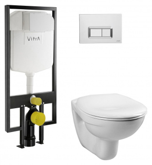 Комплект VitrA Normus 9773B003-7200 инсталляция + подвесной унитаз с сиденьем микролифт + кнопка смыва